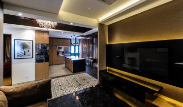 interior featuring a dark and bold design aesthetic