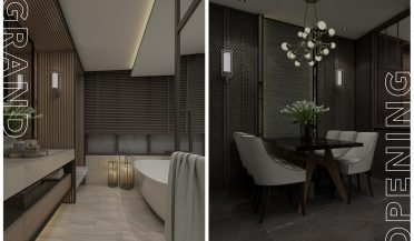 collage of dark modern interior