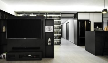 black and white home interior